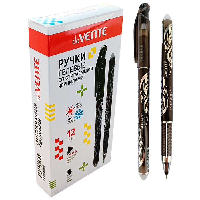 Ручка гелевая стираемая 'deVENTE. Energery' d=0,5 мм, полупрозрачный черный корпус, 5051315