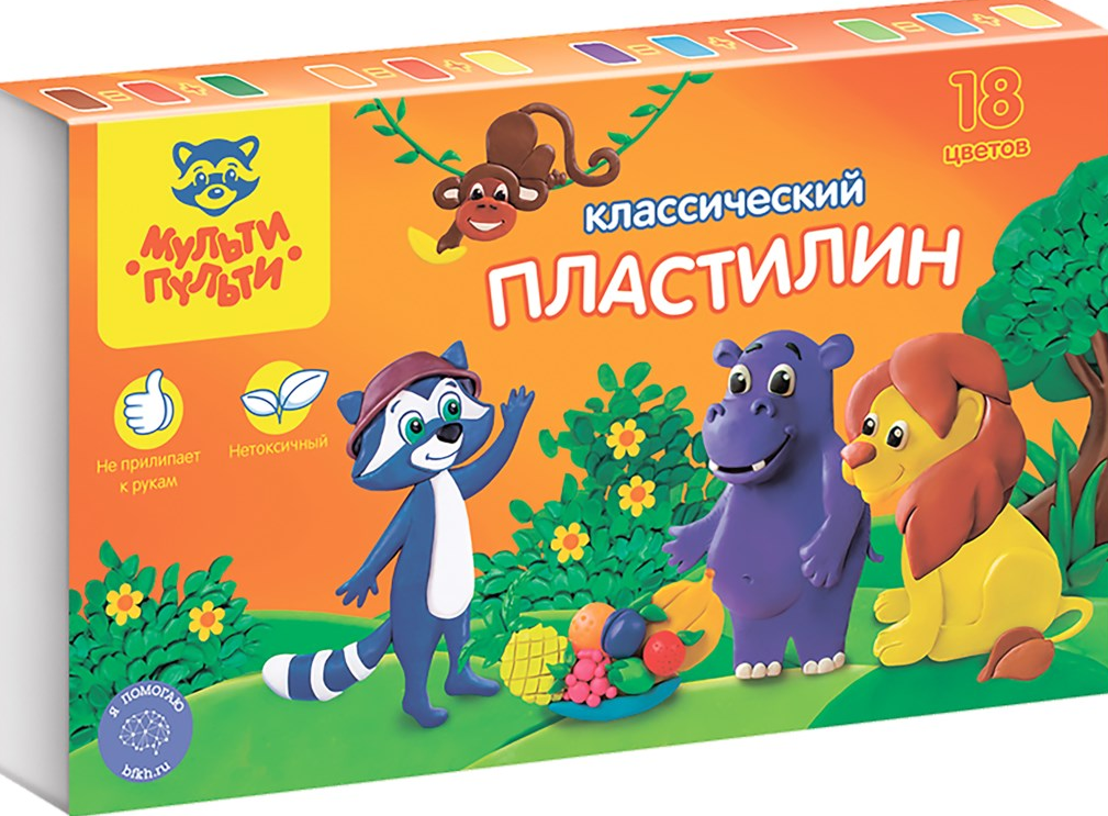 Пластилин Мульти-Пульти 'Приключения Енота', 18 цветов, 360г, со стеком, картон КП_10211