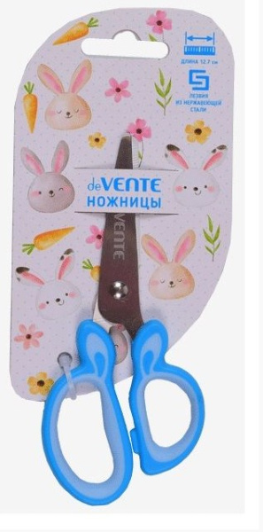 Ножницы детские 'deVENTE. Rabbitl' 12,7 см, двухцветные прорезиненные кольца, 8010213